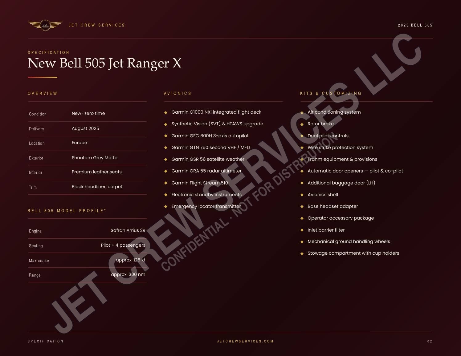 2025 Bell 505 specification, page 2 of 5