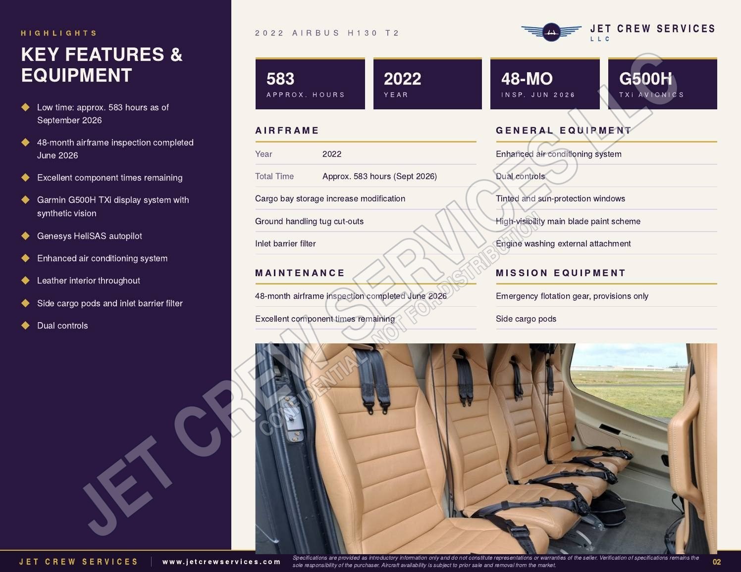 2022 Airbus H130 T2 specification, page 2 of 4