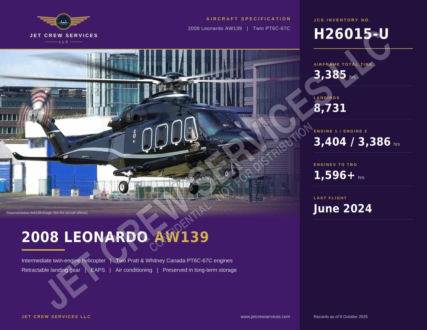 2008 Leonardo AW139 specification, page 1 of 3