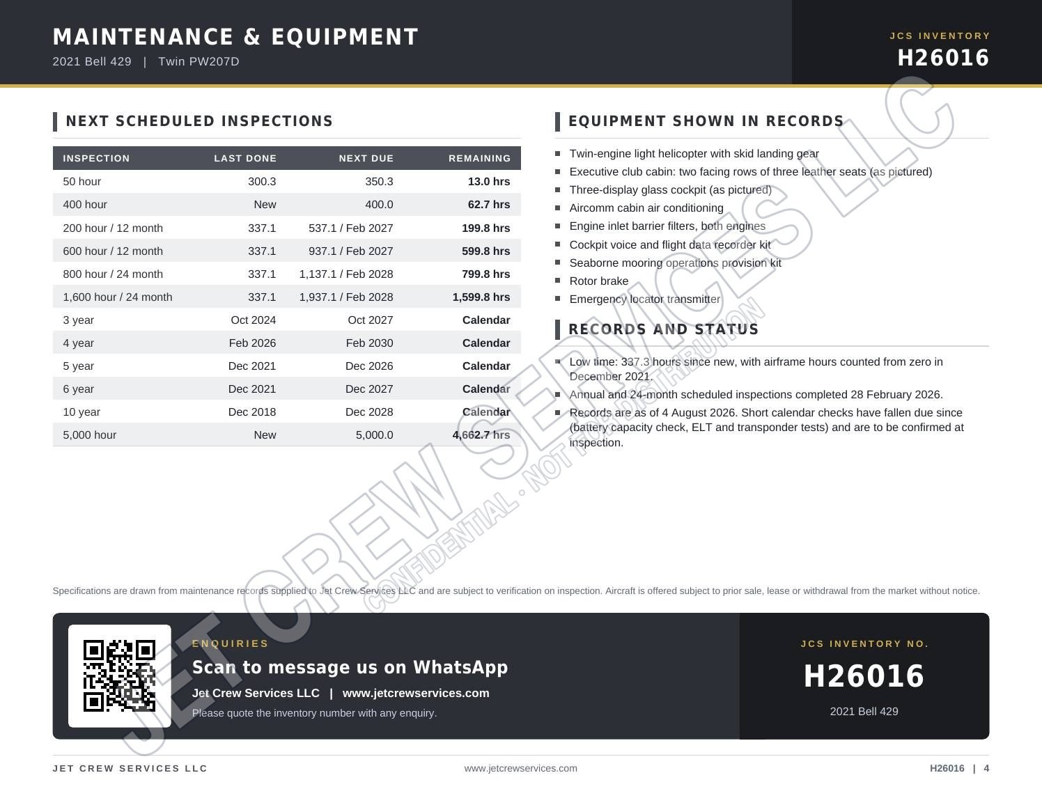 2021 Bell 429 specification, page 4 of 4