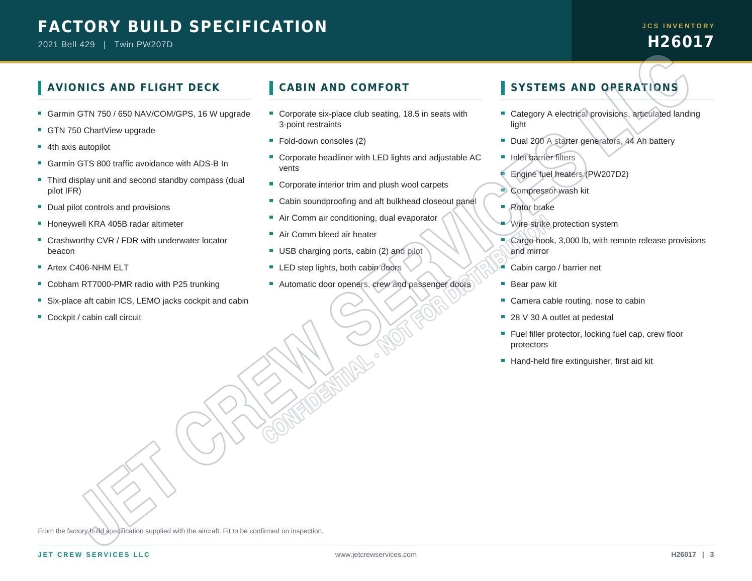 2021 Bell 429 specification, page 3 of 5