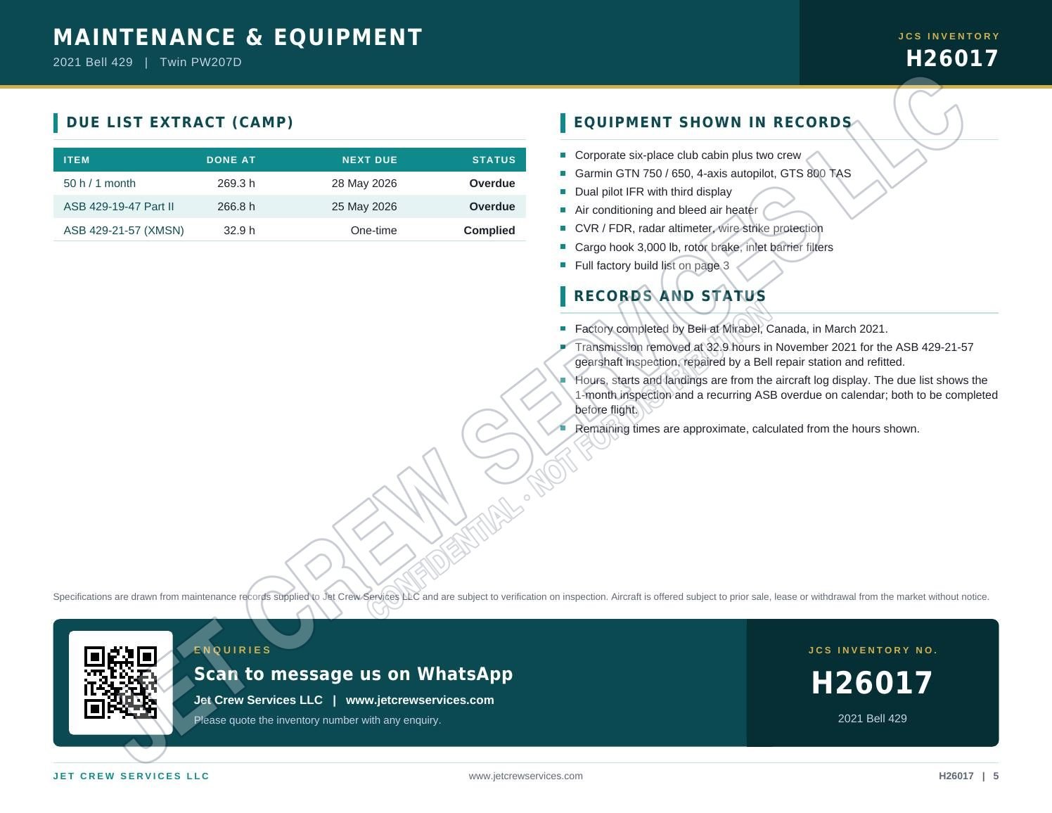 2021 Bell 429 specification, page 5 of 5