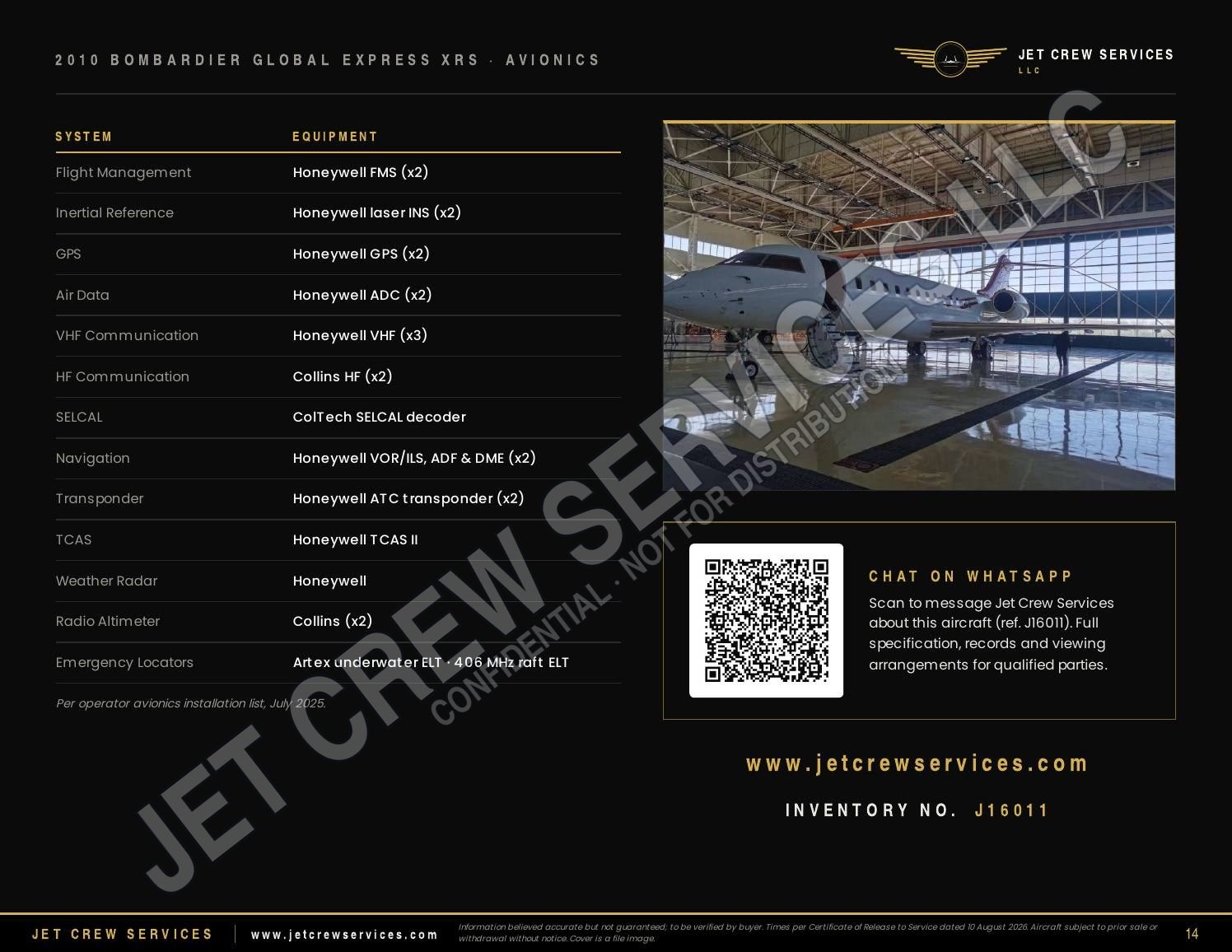 2010 Bombardier Global XRS specification, page 14 of 14