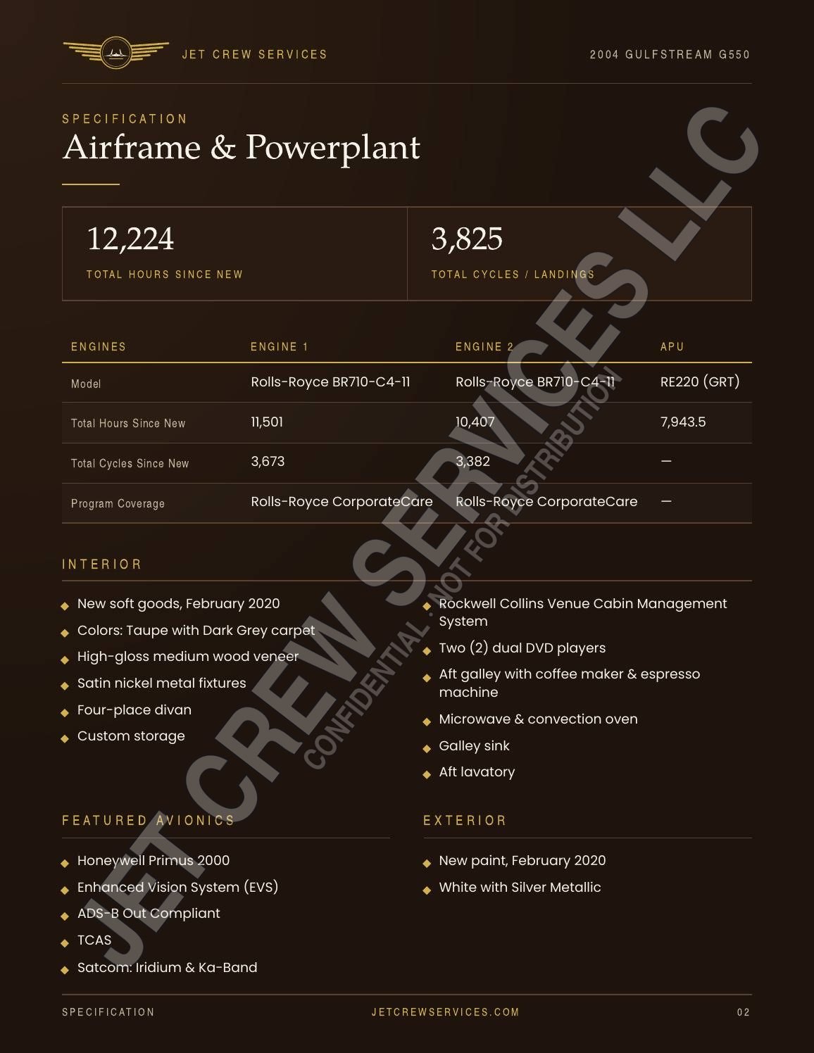 2004 Gulfstream G550 specification, page 2 of 7