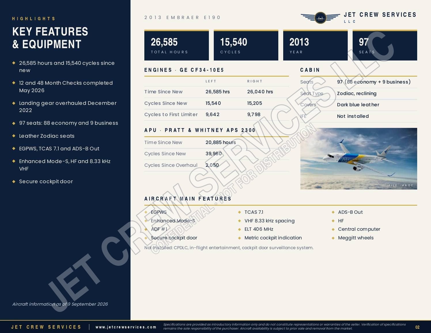 2013 Embraer E190 specification, page 2 of 4