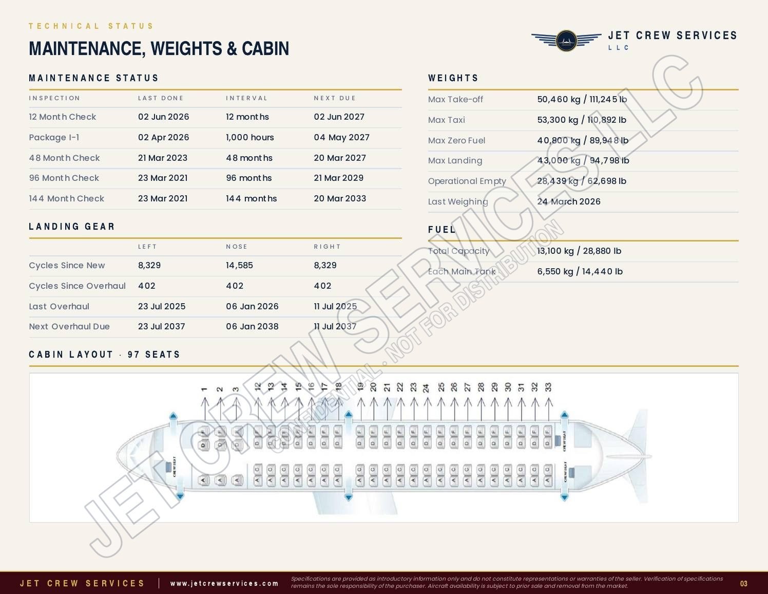 2014 Embraer E190 specification, page 3 of 4
