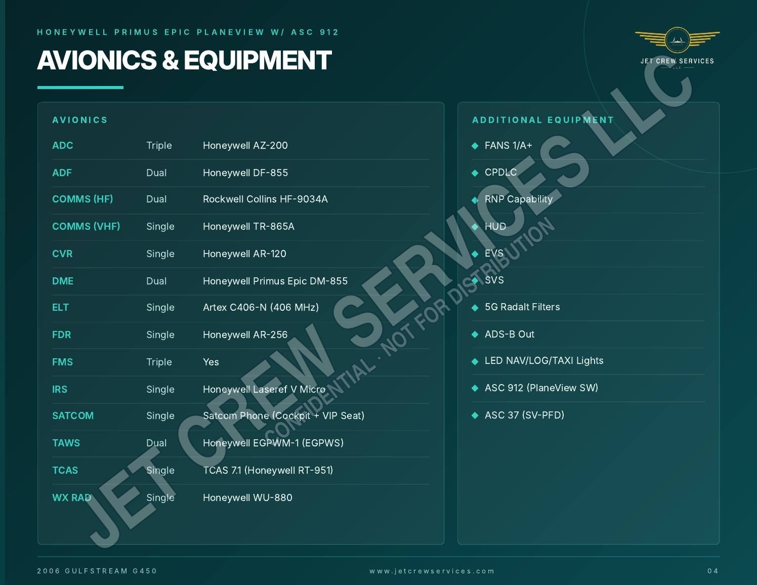 2006 Gulfstream G450 specification, page 4 of 10