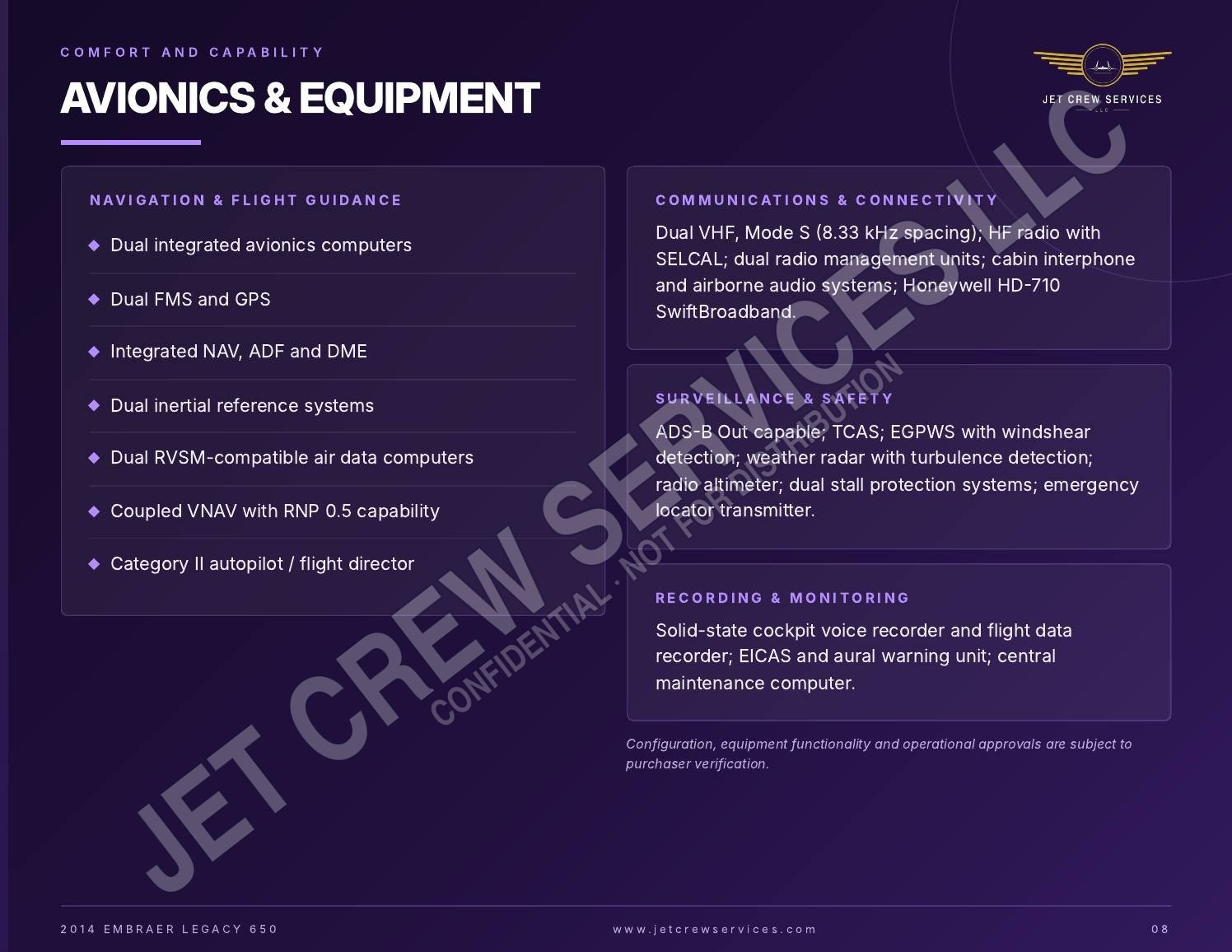 2014 Embraer Legacy 650 specification, page 8 of 9