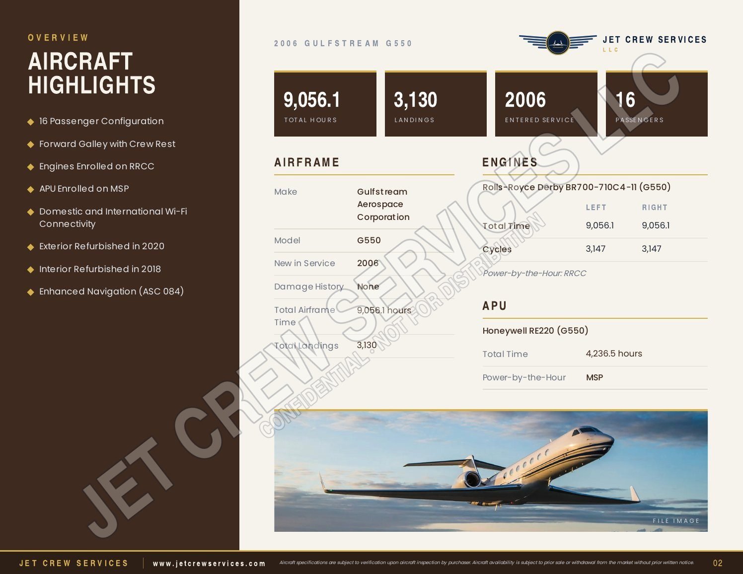 2006 Gulfstream G550 specification, page 2 of 9